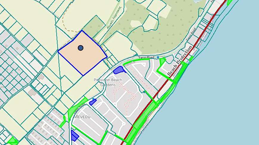 Large plot of land near the sea with plans for 57 houses.