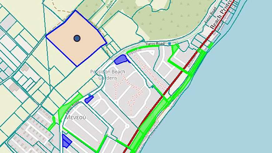 Large plot of land near the sea with plans for 57 houses.